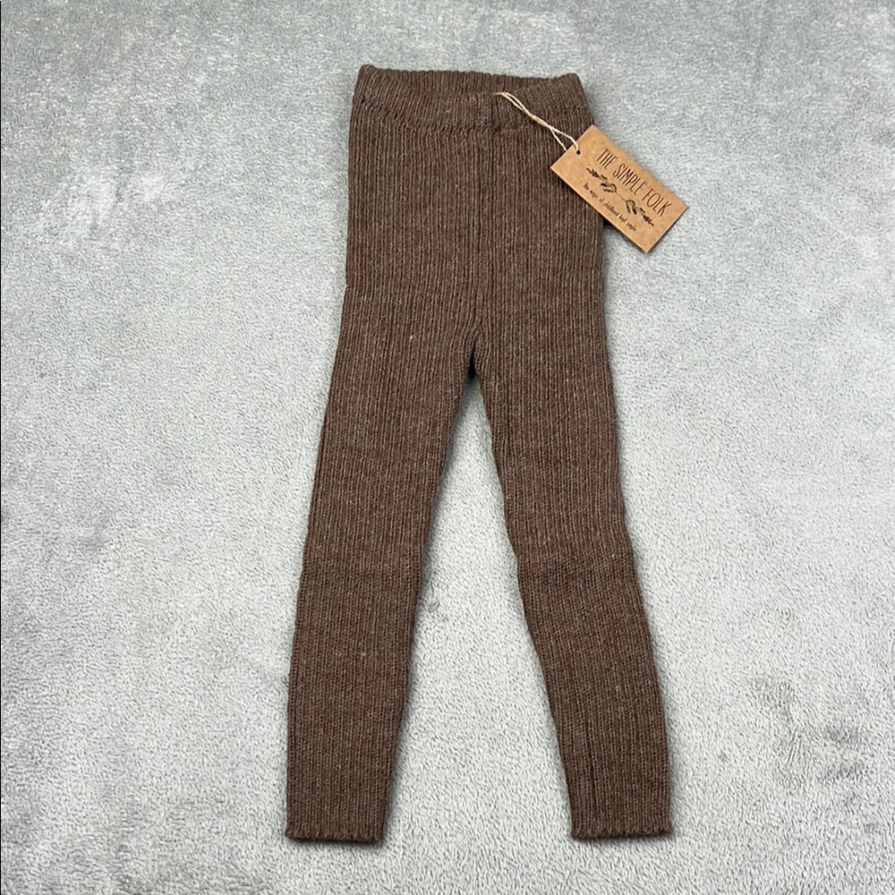 NEWโ The Simple Folk 3-4 Y 100% Alpaca Leggings Knit Fawn Brown